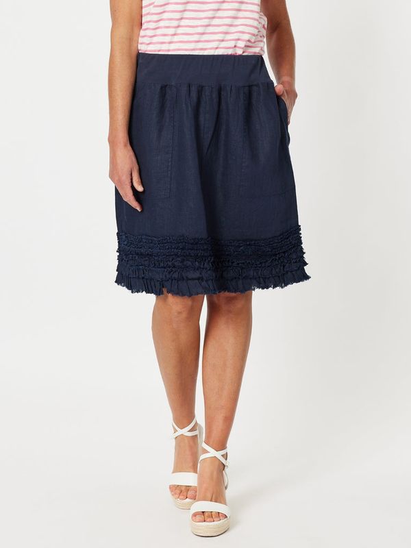 Gordon Smith - Ruffle Hem Skirt / Navy 37383