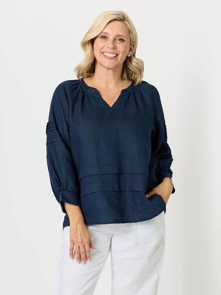 Gordon Smith - Kate Linen Top / Navy 49541