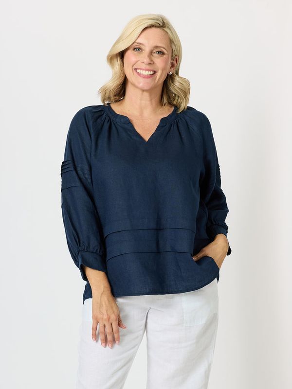 Gordon Smith - Kate Linen Top / Navy 49541