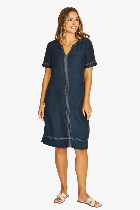 Jump - Tack Stitch Dress / Ink C/D 616J5007A