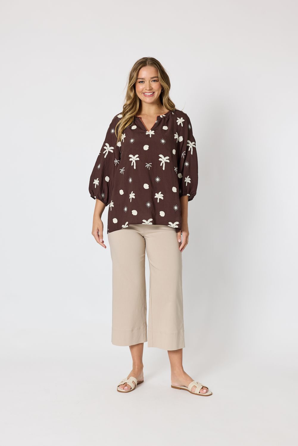 Threadz - Canopy Embroidered Top / Coffee 49482