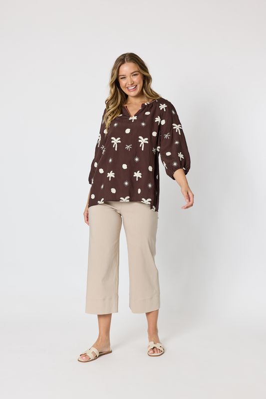 Threadz - Canopy Embroidered Top / Coffee 49482