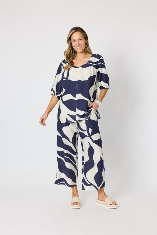 Clarity - Bay Leaf Print Pant / Navy Multi 50067