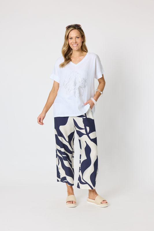 Clarity - Bay Leaf Print Pant / Navy Multi 50067