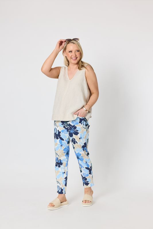 Gordon Smith - Amalfi Rose Print Pant / Cornflower Multi 50158