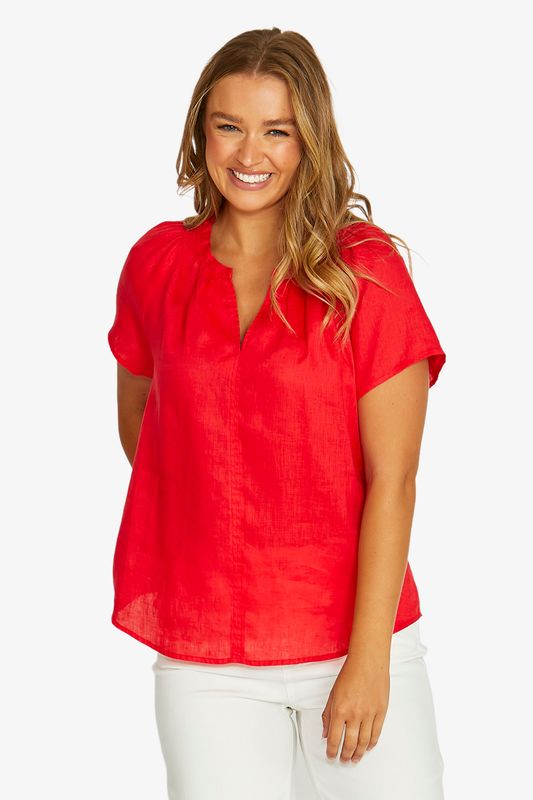 Jump - Shirred Neck Top / Chilli 616J3033A
