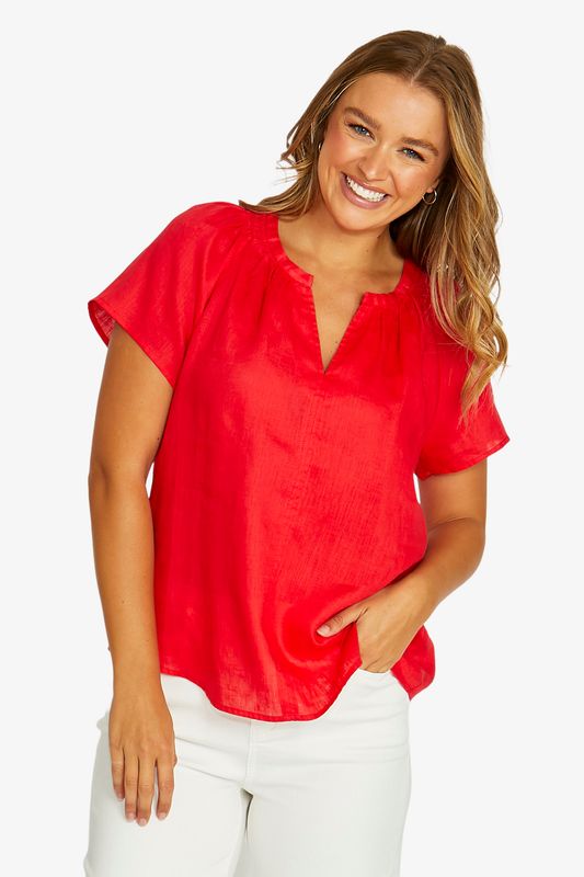 Jump - Shirred Neck Top / Chilli 616J3033A