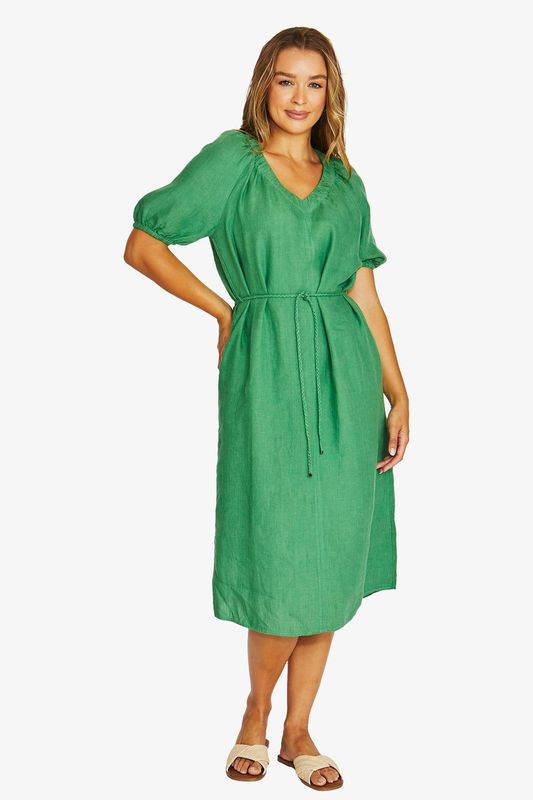 Jump - Gather V-Neck Dress / Leaf C/D 616J5008A