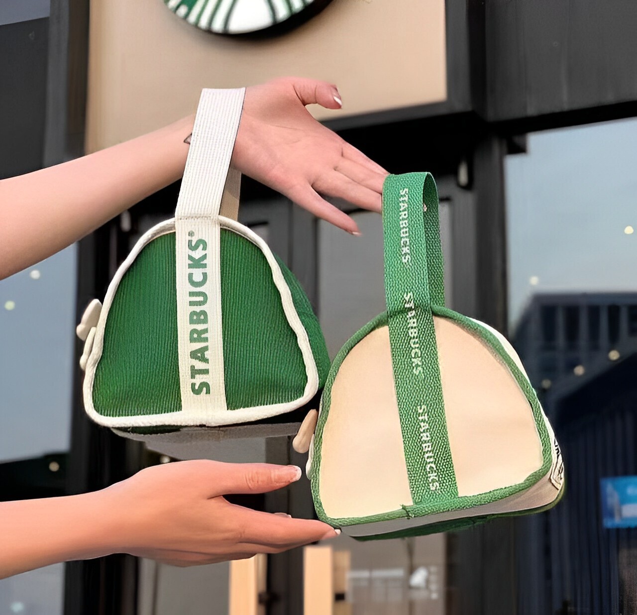 Starbucks triangle mini bag with keychain combo