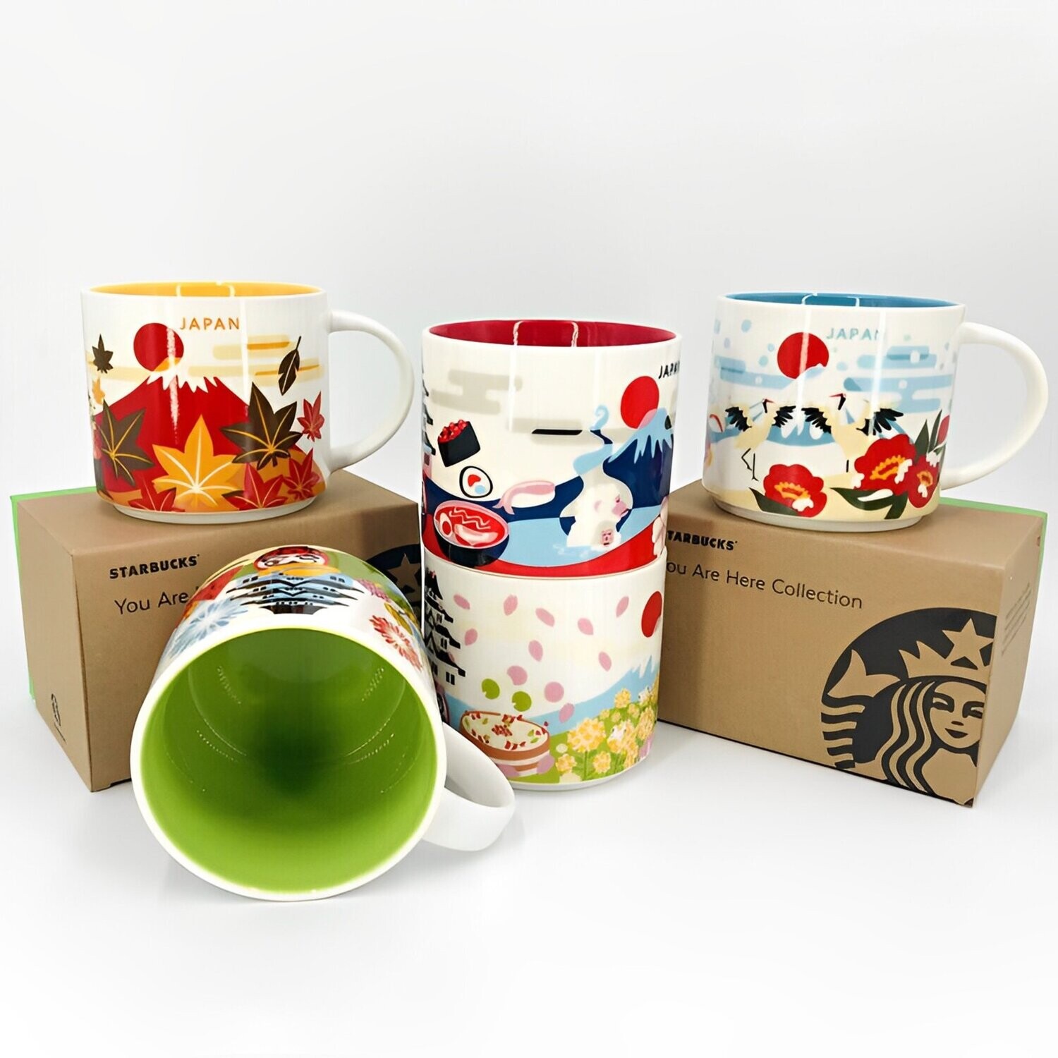 Starbucks Japan Fujimountain and four seasons coffee mug 414ml and 59ml