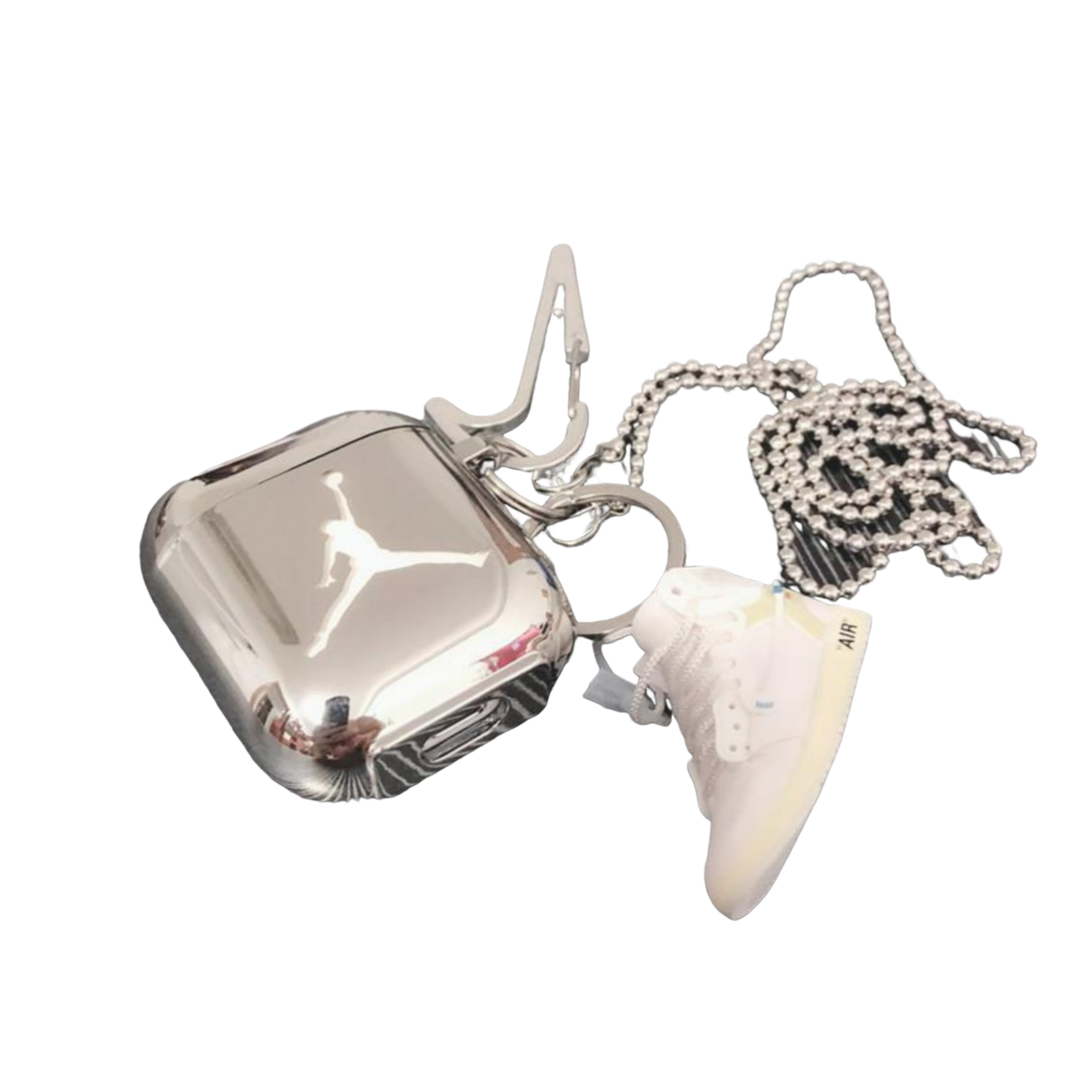 Air Jordan Airpods case with keychain and necklace set