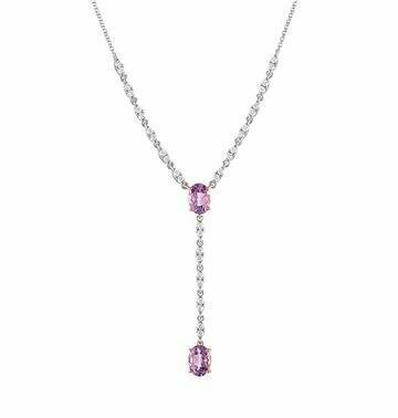 PINK AMETHYST AND DIA "Y" NECKLACE