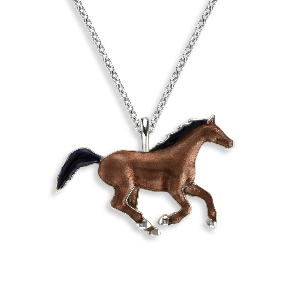 ENAMEL GALLOPING HORSE PENDANT