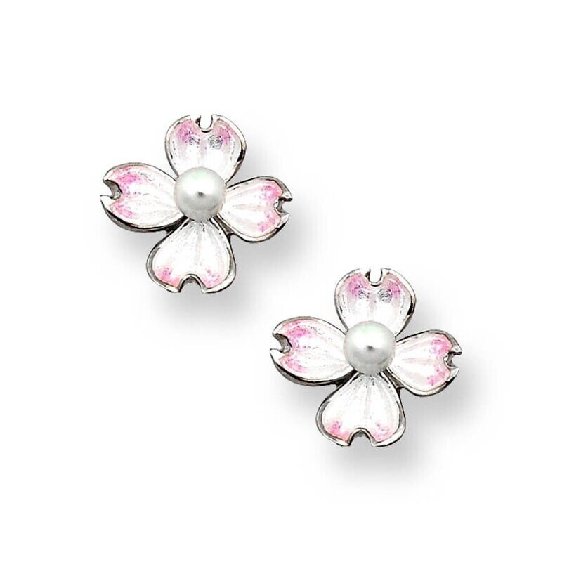 ENAMEL DOGWOOD FLOWER EARRINGS