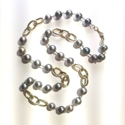14K YG TAHITIAN PEARL NECKLACE