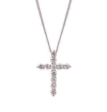 14K WHITE GOLD DIAMOND CROSS