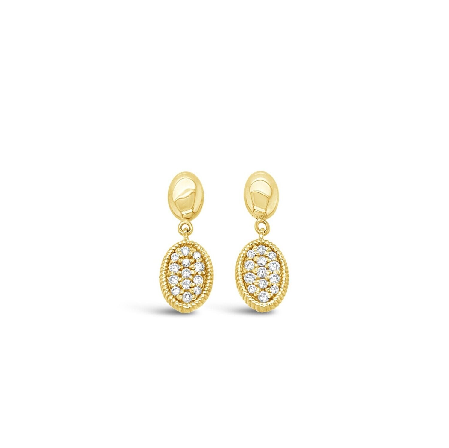 OVAL DROP EARRINGS WITH DIAMONDS