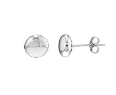 8MM BUTTON EARRINGS IN WHITE GOLD