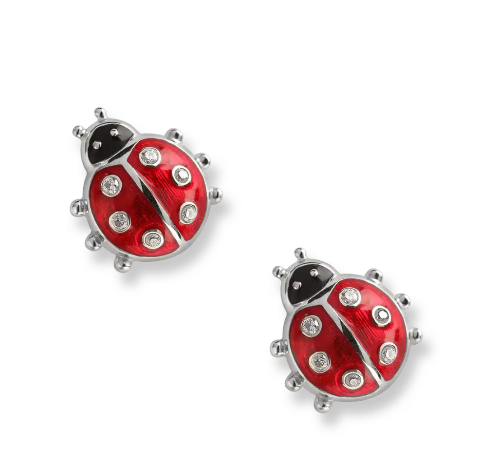 SILVER LADYBUG EARRINGS