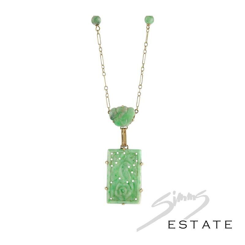 CARVED JADEITE "TIN CUP" NECKLACE