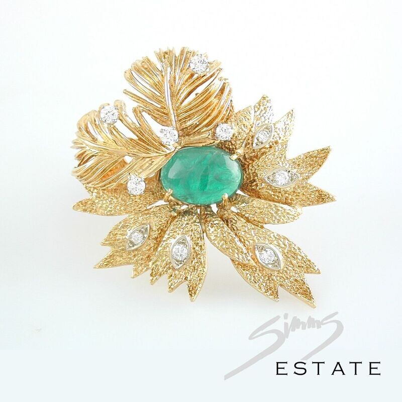 CHATHAM EMERALD AND DIAMOND LEAF