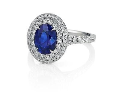 DOUBLE HALO SAPPHIRE RING