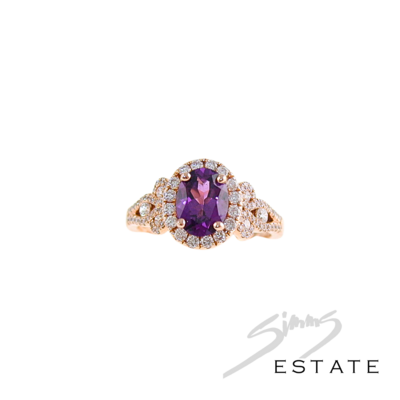 ROSE GOLD AMETHYST AND DIAMOND RING