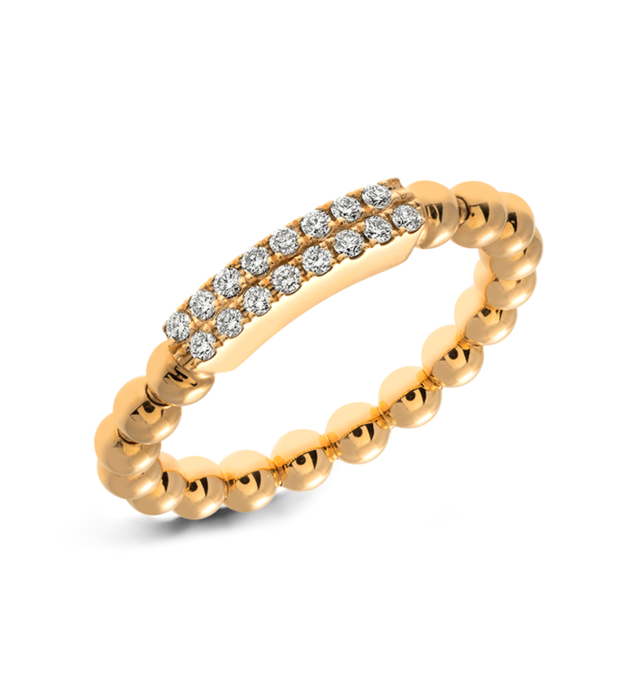 BEADED STRETCH RING - YELLOW GOLD