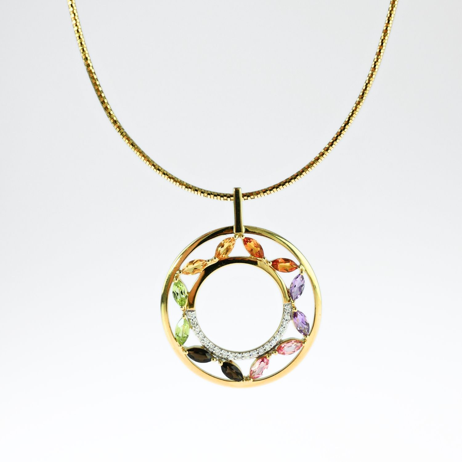 ROUND MULTI-STONE PENDANT