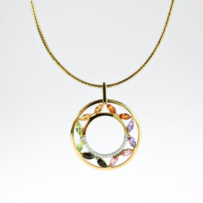 ROUND MULTI-STONE PENDANT