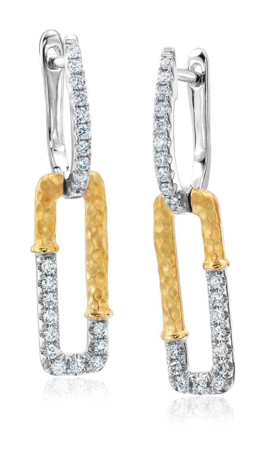 TWO-TONE DIAMOND DROP EARRINGS