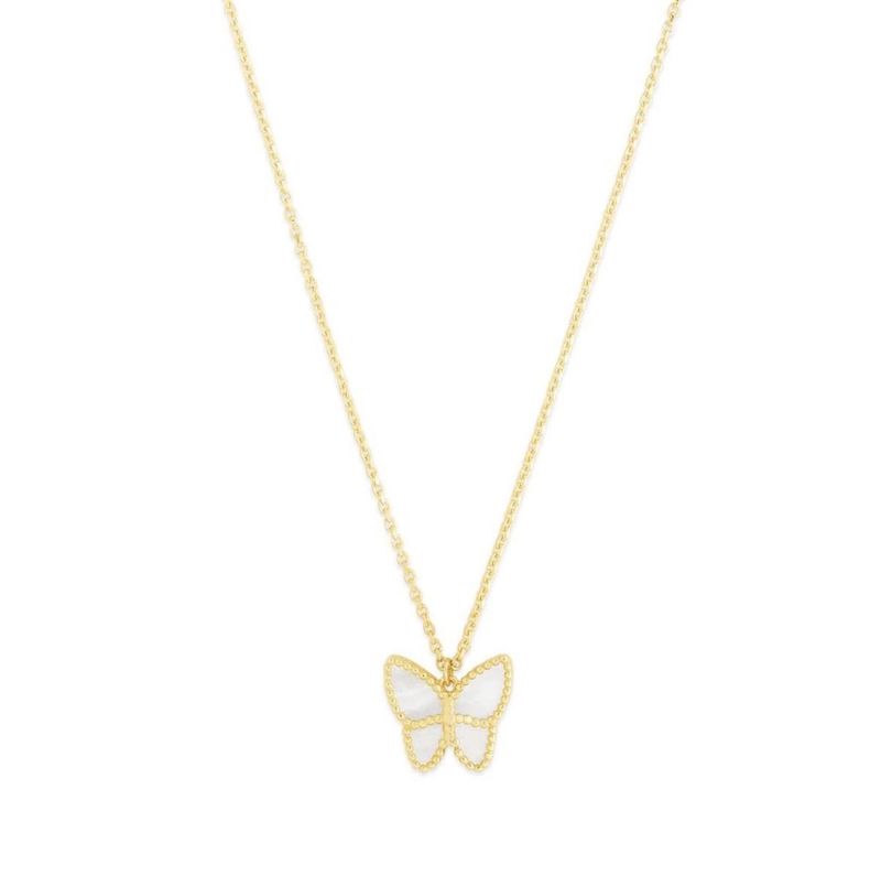 GOLD AND MOTHER OF PEARL BUTTERFLY NECKLACE