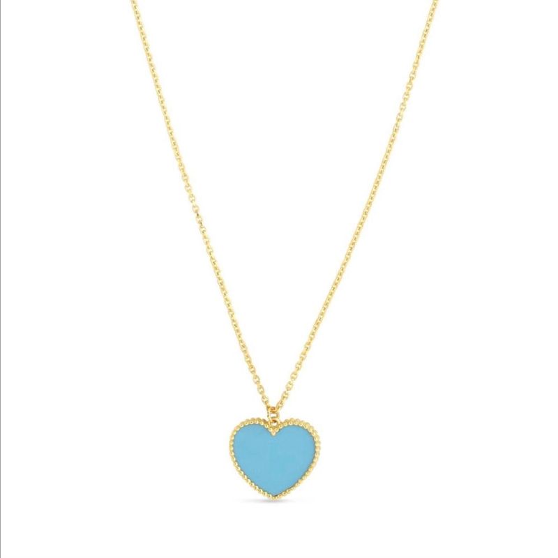 TURQUOISE AND GOLD HEART PENDANT