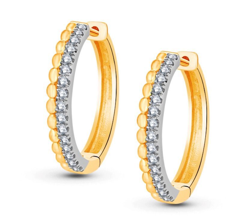 DIAMOND BEADED HOOPS