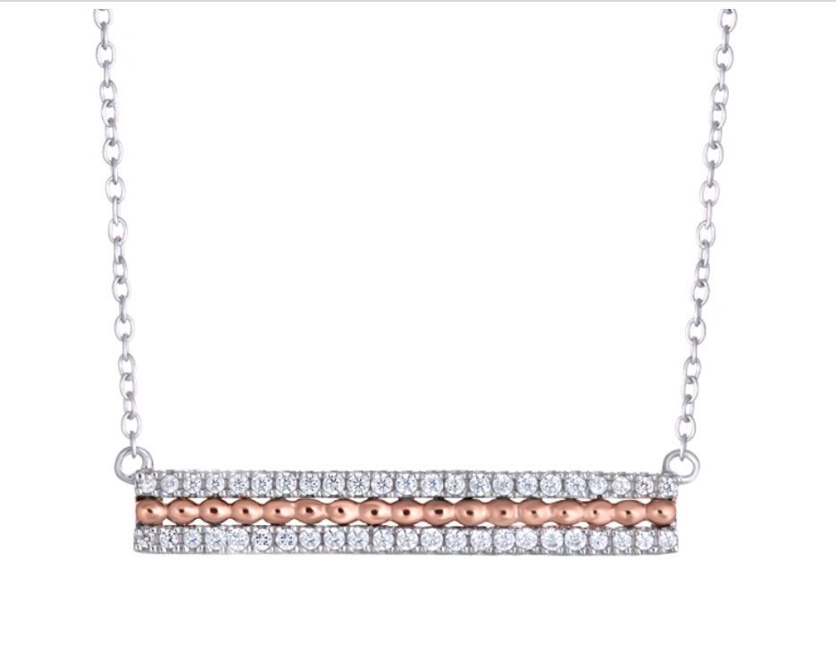TWO-TONE DIAMOND BAR NECKLACE