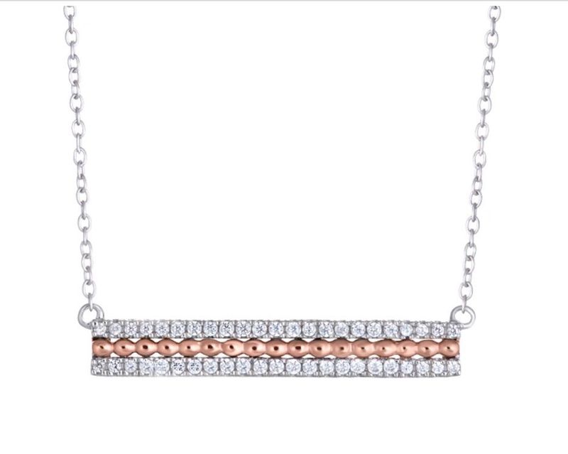 TWO-TONE DIAMOND BAR NECKLACE