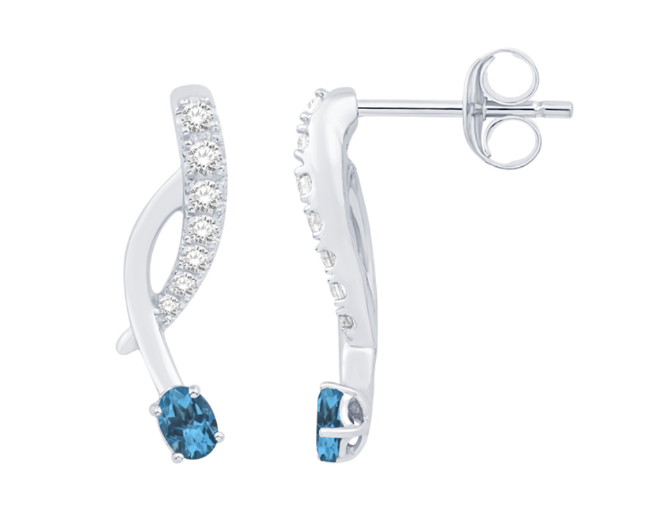 SAPPHIRE AND DIAMOND TWIST EARRINGS