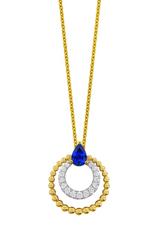 SAPPHIRE AND DIAMOND TWO-TONE PENDANT