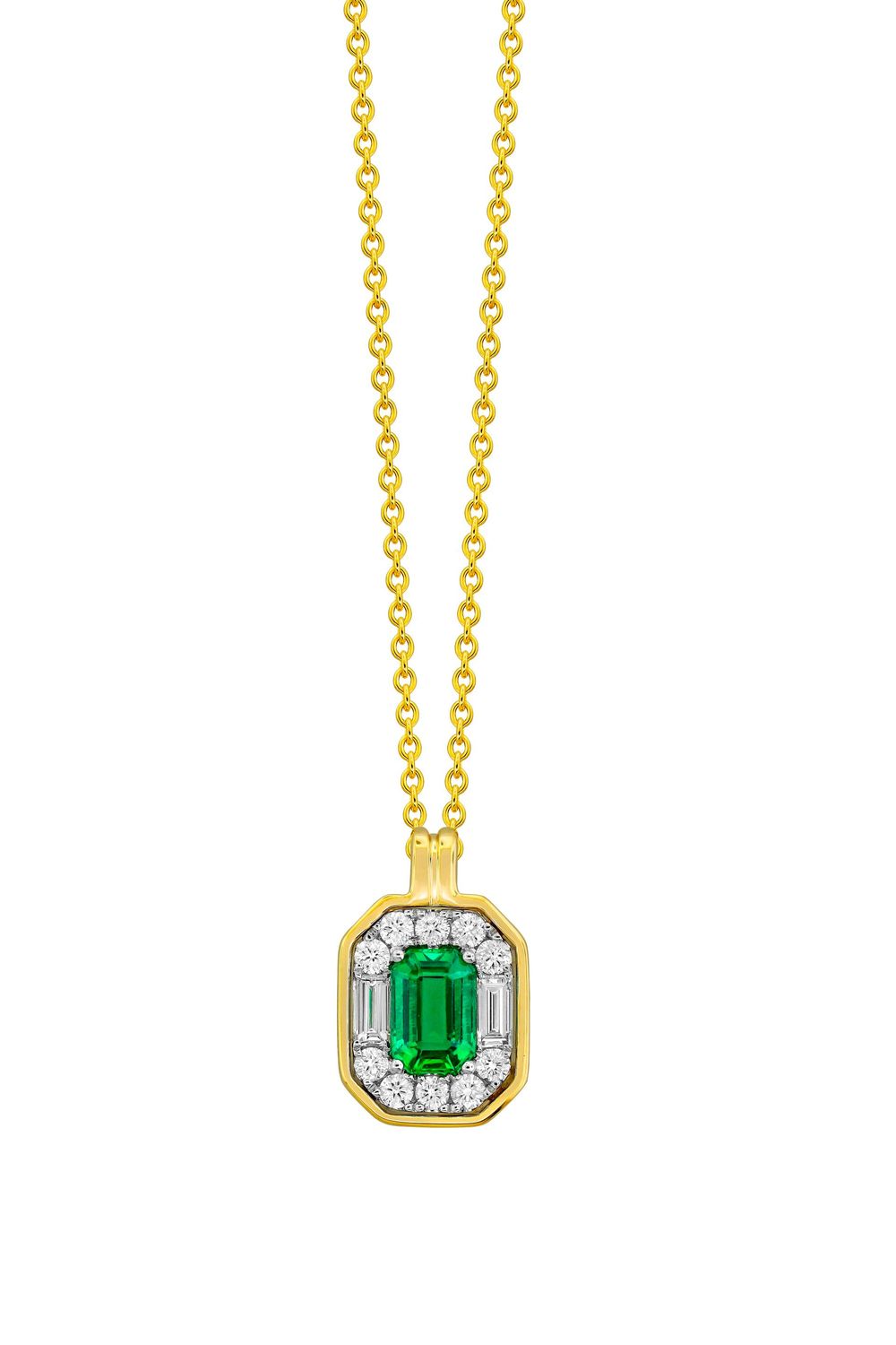 EMERALD AND DIAMOND MODERN PENDANT