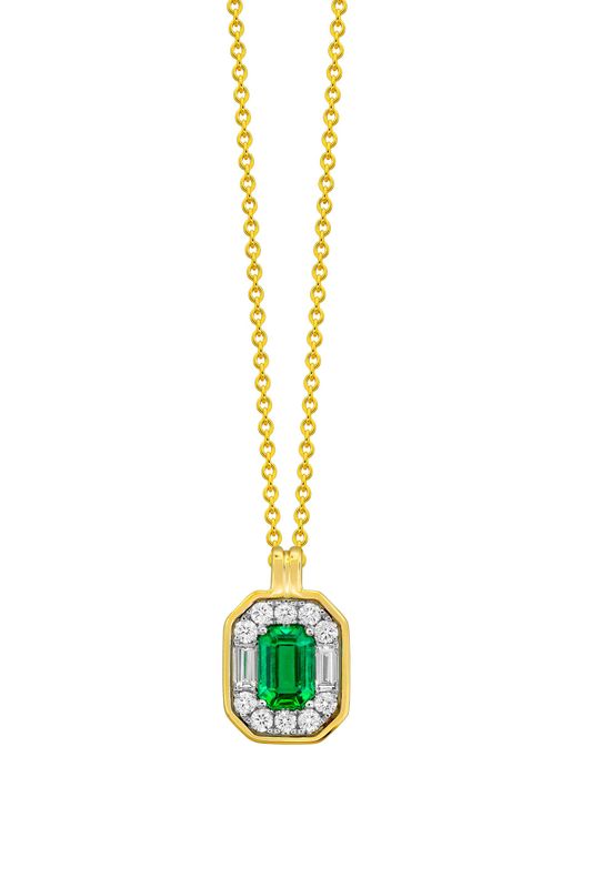 EMERALD AND DIAMOND MODERN PENDANT