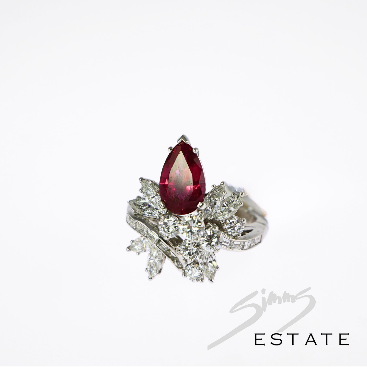 CHATHAM RUBY AND DIAMOND RING