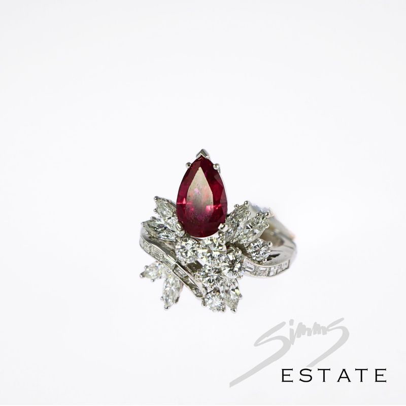 CHATHAM RUBY AND DIAMOND RING