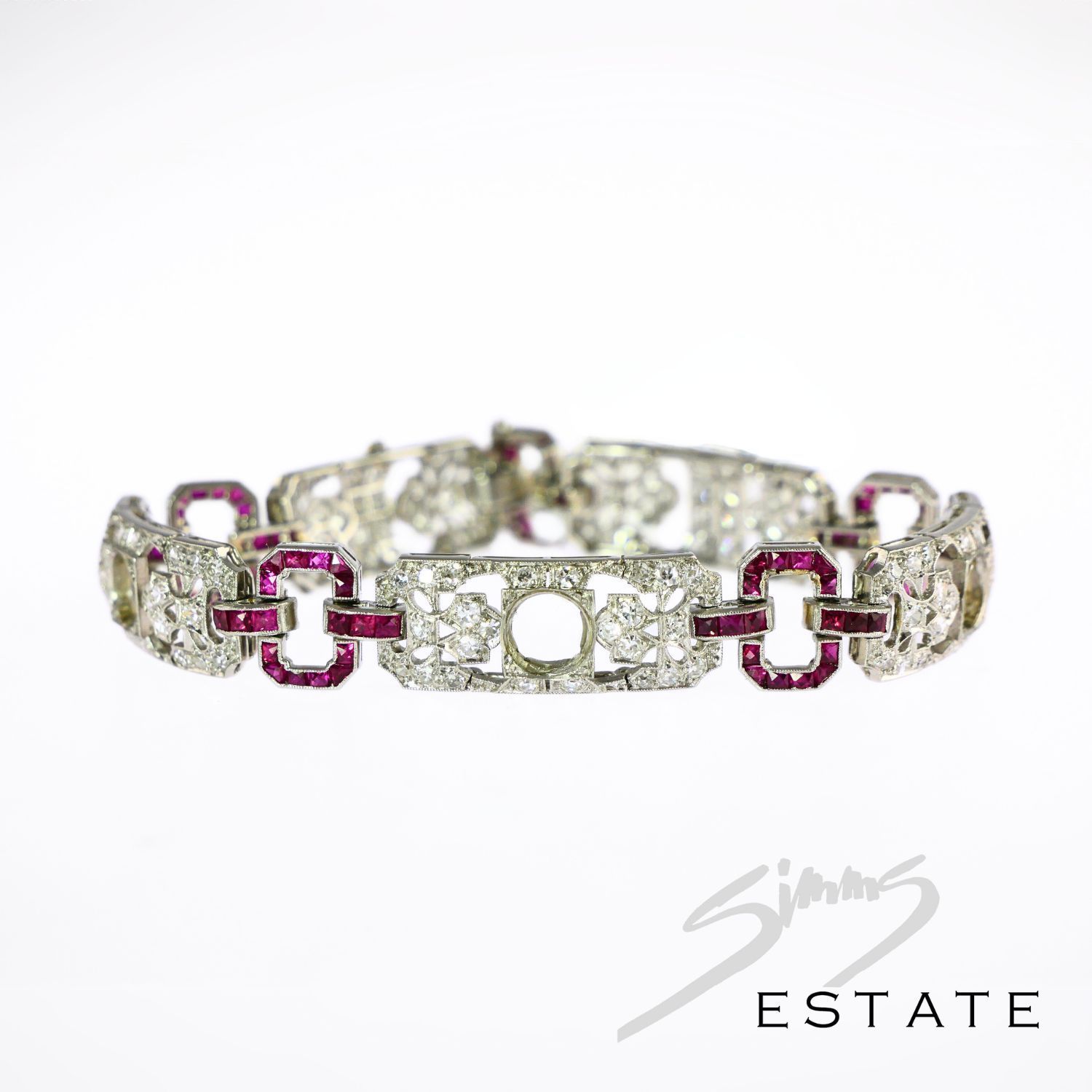 ANTIQUE RUBY AND DIAMOND BRACELET