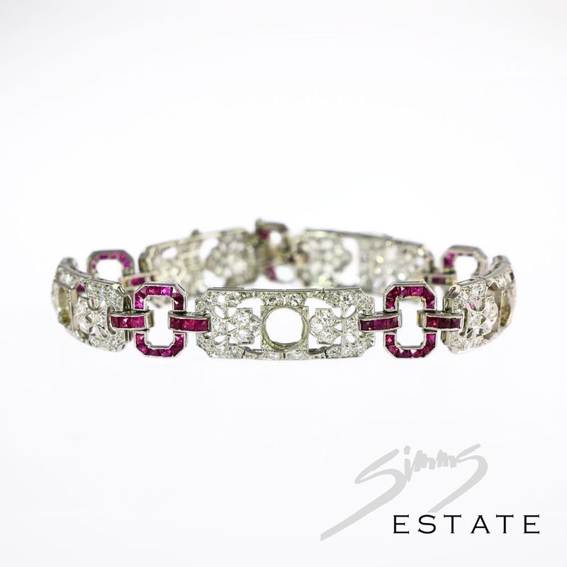 ANTIQUE RUBY AND DIAMOND BRACELET