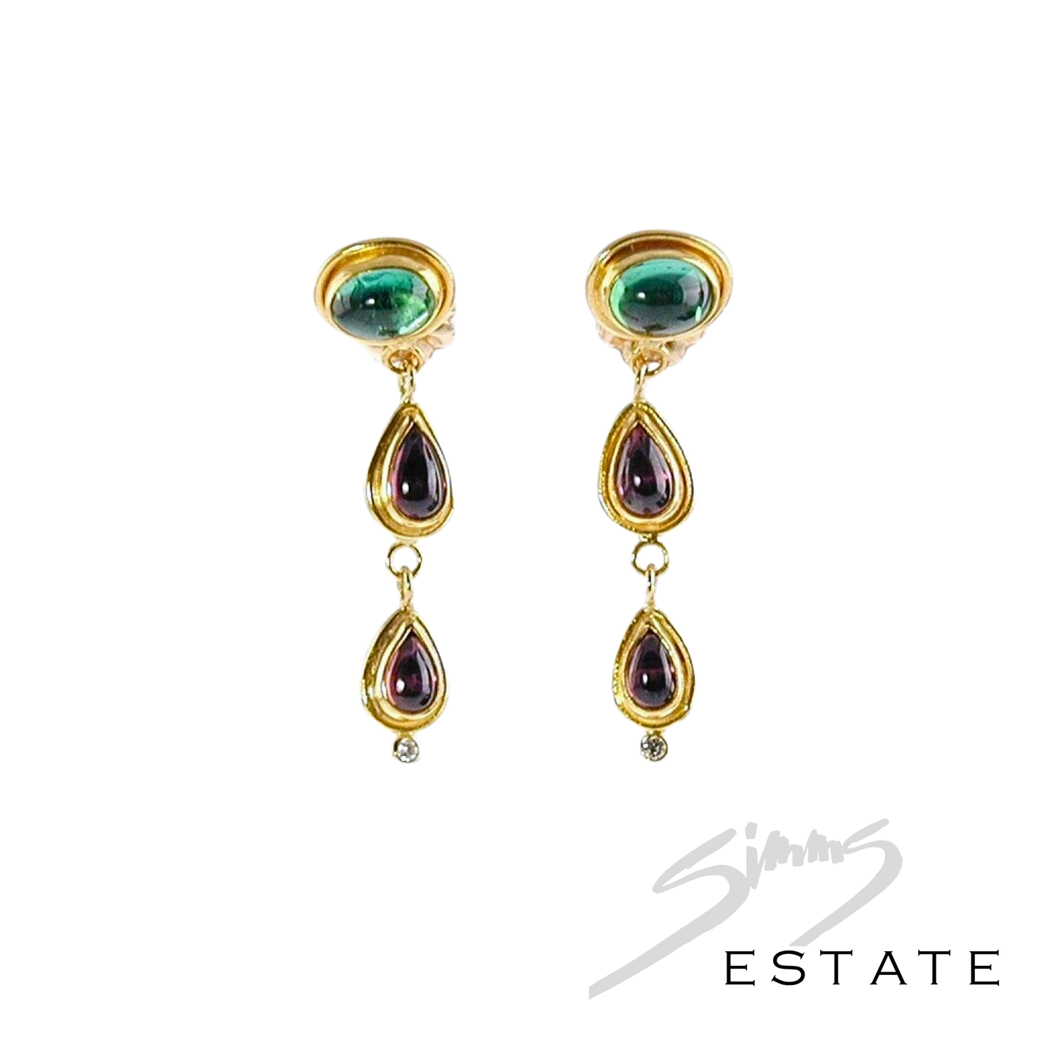 TOURMALINE AND PURPLE SAPPHIRE EARRINGS