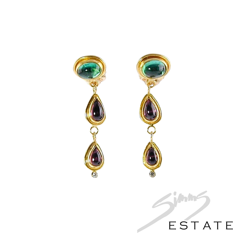 TOURMALINE AND PURPLE SAPPHIRE EARRINGS