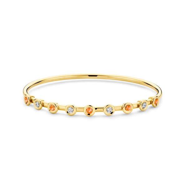 ORANGE SAPPHIRE AND DIAMOND BANGLE