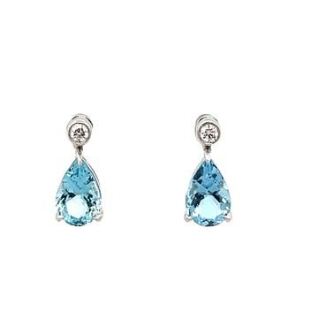 AQUAMARINE AND DIAMOND DROP EARRINGS