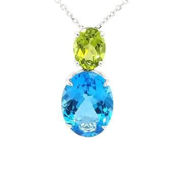 BLUE TOPAZ AND PERIDOT PENDANT