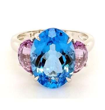 BLUE TOPAZ AND AMETHYST RING